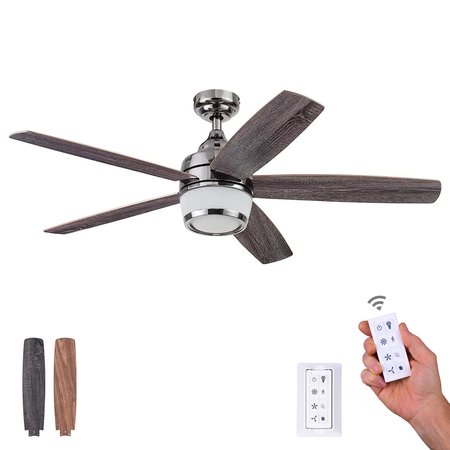 PROMINENCE HOME Tennyson, 48 in. Ceiling Fan with Light & Remote Control, Gun Metal 51472-40
